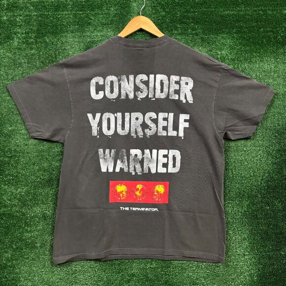 The Terminator Consider Yourself Warned Double Sided Movie Promo T-Shirt Size La - Picture 3 of 5